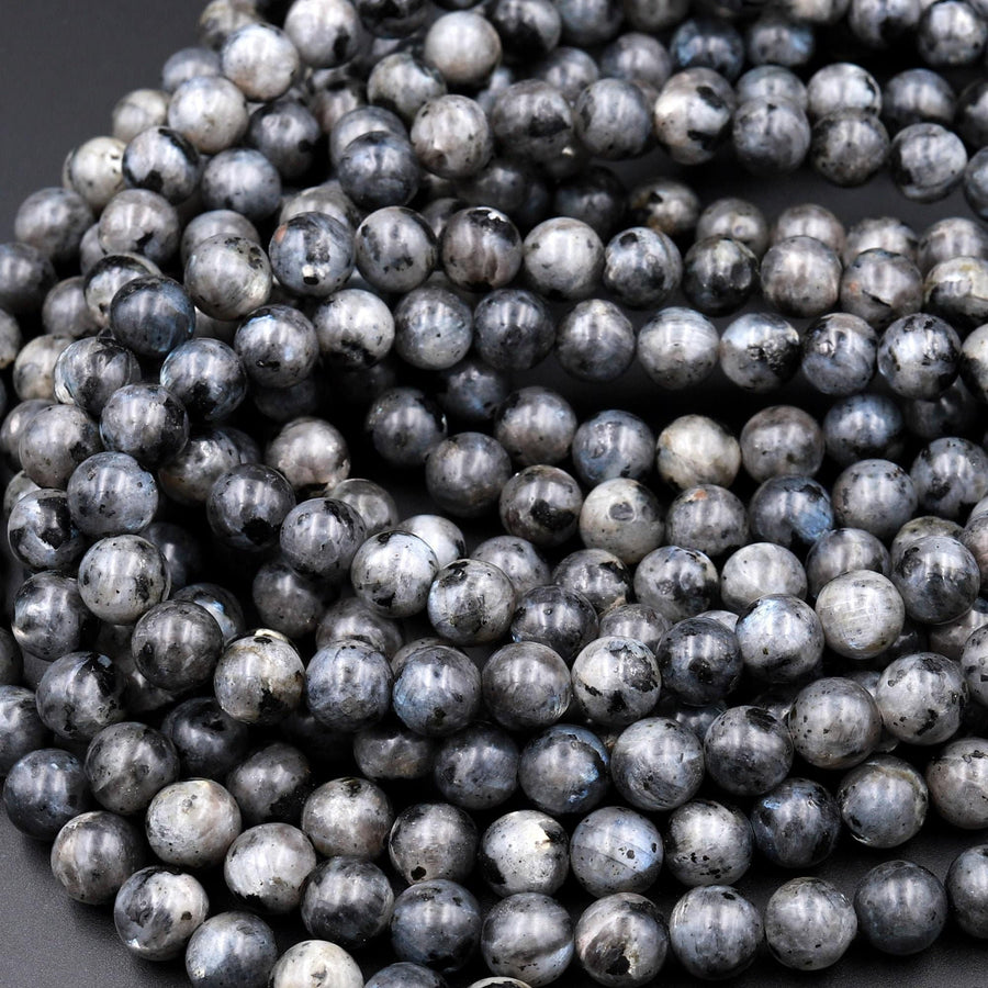 AAA Natural Larvikite 4mm 6mm 8mm 10mm Smooth Round Beads Aka Norway Moonstone Black Labradorite 15.5" Strand
