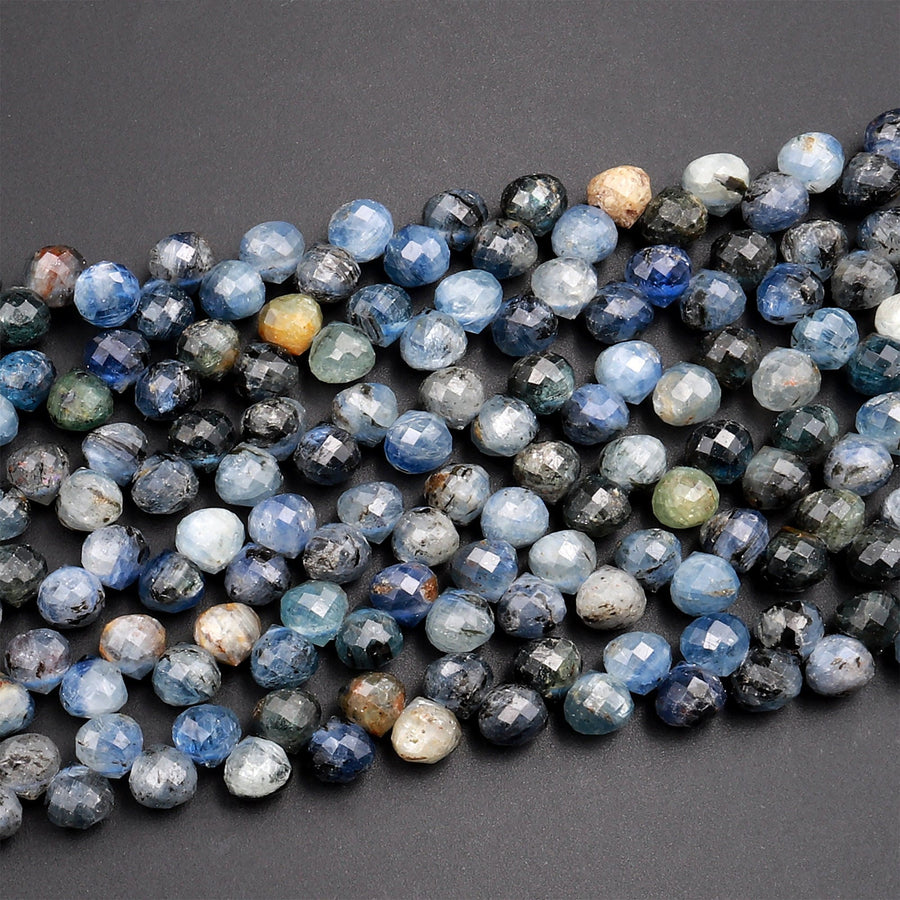 Natural Multicolor Kyanite Faceted 6mm Rounded Teardrop Briolette Beads 15.5" Strand