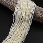 AAA Natural White Mother of Pearl 2mm 3mm 4mm 6mm 8mm Faceted Round Beads Laser Diamond Cut Iridescent Pearl Gemstone 15.5" Strand