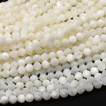 AAA Natural White Mother of Pearl 2mm 3mm 4mm 6mm 8mm Faceted Round Beads Laser Diamond Cut Iridescent Pearl Gemstone 15.5" Strand