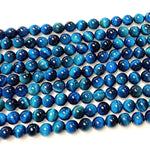AAA Mystic Blue Tiger's Eye 4mm 6mm 8mm 10mm Smooth Round Beads 15.5" Strand
