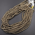 Titanium Pyrite 2mm 3mm 4mm 6mm 8mm Smooth Rondelle Heishi Beads 15.5" Strand