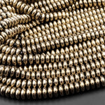 Titanium Pyrite 2mm 3mm 4mm 6mm 8mm Smooth Rondelle Heishi Beads 15.5" Strand