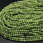 AA Faceted Canadian Jade 2mm 3mm 4mm 6mm Round Beads Micro Cut Natural Green Jade Gemstone 15.5" Strand
