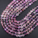 Faceted Natural Fluorite 10mm Coin Beads 15.5" Strand