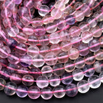 Faceted Natural Fluorite 10mm Coin Beads 15.5" Strand