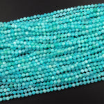 AAA Peruvian Amazonite 2mm 3mm 4mm 6mm Faceted Round Beads Natural Sea Blue Gemstone Micro Laser Diamond Cut 15.5" Strand