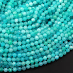AAA Peruvian Amazonite 2mm 3mm 4mm 6mm Faceted Round Beads Natural Sea Blue Gemstone Micro Laser Diamond Cut 15.5" Strand