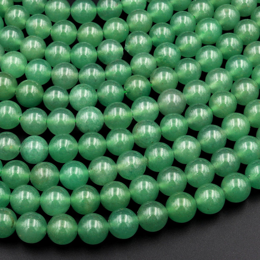 Natural Green Aventurine 4mm 6mm 8mm 10mm 12mm Round Beads Natural Green Gemstone 15.5" Strand