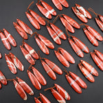 Natural Red River Jasper Teardrop Earring Pair Cabochon Cab Pair Drilled Matched Earrings Bead Pair
