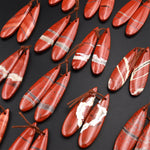 Natural Red River Jasper Teardrop Earring Pair Cabochon Cab Pair Drilled Matched Earrings Bead Pair