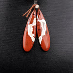 Natural Red River Jasper Teardrop Earring Pair Cabochon Cab Pair Drilled Matched Earrings Bead Pair