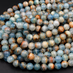 Rare Natural Argentina Lemurian Aquatine Calcite Aka Blue Onyx Smooth Round Beads 4mm 6mm 8mm 10mm 12mm 15.5" Strand