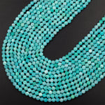 AAA Peruvian Amazonite 2mm 3mm 4mm 6mm Faceted Round Beads Natural Sea Blue Gemstone Micro Laser Diamond Cut 15.5" Strand
