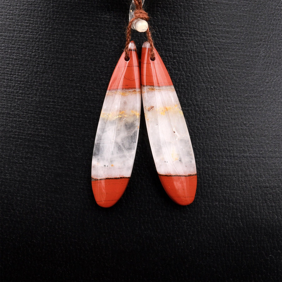 Natural Red River Jasper Earring Pair Cabochon Cab Pair Drilled Matched Earrings Bead Pair