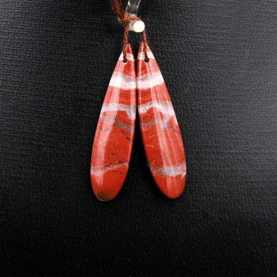 Natural Red River Jasper Earring Pair Cabochon Cab Pair Drilled Matched Earrings Bead Pair