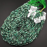Real Genuine Natural Green Emerald Gemstone Faceted 2mm 3mm 4mm 6mm Round Beads Laser Diamond Cut Gemstone May Birthstone 15.5" Strand