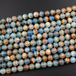 Rare Natural Argentina Lemurian Aquatine Calcite Aka Blue Onyx Smooth Round Beads 4mm 6mm 8mm 10mm 12mm 15.5" Strand
