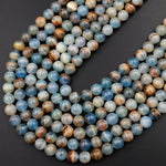 Rare Natural Argentina Lemurian Aquatine Calcite Aka Blue Onyx Smooth Round Beads 4mm 6mm 8mm 10mm 12mm 15.5" Strand