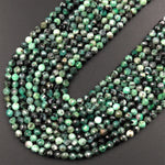 Real Genuine Natural Green Emerald Gemstone Faceted 3mm 4mm 5mm Round Beads Laser Diamond Cut Gemstone May Birthstone 15.5" Strand