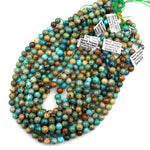 Real Genuine Natural Blue Green Brown Turquoise 4mm 5mm 6mm 8mm 10mm Smooth Round Beads 15.5" Strand