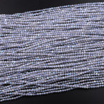 AAA Micro Faceted Natural Labradorite 2mm 3mm 4mm Round Beads 15.5" Strand