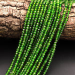 Real Genuine Natural Green Chrome Diopside Faceted 3mm Rondelle Gemstone Beads 15.5" Strand