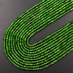 Real Genuine Natural Green Chrome Diopside Faceted 3mm Rondelle Gemstone Beads 15.5" Strand