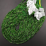 Real Genuine Natural Green Chrome Diopside Faceted 4mm Coin Gemstone Beads 15.5" Strand