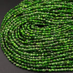 Real Genuine Natural Green Chrome Diopside Faceted 4mm Coin Gemstone Beads 15.5" Strand