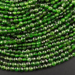 Real Genuine Natural Green Chrome Diopside Faceted 4mm Coin Gemstone Beads 15.5" Strand