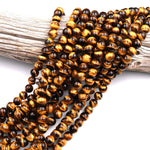 AAA+ Natural Tiger's Eye 4mm 6mm 8mm 10mm 12mm 14mm 16mm Round Beads Amazing Chatoyant Swirls 15.5" Strand