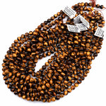 AAA+ Natural Tiger's Eye 4mm 6mm 8mm 10mm 12mm 14mm 16mm Round Beads Amazing Chatoyant Swirls 15.5" Strand