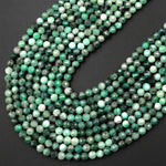 Real Genuine Natural Green Emerald Gemstone Faceted 2mm 3mm 4mm 6mm Round Beads Laser Diamond Cut Gemstone May Birthstone 15.5" Strand