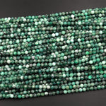 Real Genuine Natural Green Emerald Gemstone Faceted 2mm 3mm 4mm 6mm Round Beads Laser Diamond Cut Gemstone May Birthstone 15.5" Strand