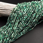 Real Genuine Natural Green Emerald Gemstone Faceted 2mm 3mm 4mm 6mm Round Beads Laser Diamond Cut Gemstone May Birthstone 15.5" Strand