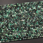 Real Genuine Natural Green Emerald Gemstone Faceted 3mm 4mm 5mm Round Beads Laser Diamond Cut Gemstone May Birthstone 15.5" Strand