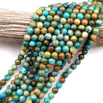 Real Genuine Natural Blue Green Brown Turquoise 4mm 5mm 6mm 8mm 10mm Smooth Round Beads 15.5" Strand