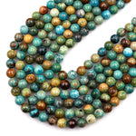 Real Genuine Natural Blue Green Brown Turquoise 4mm 5mm 6mm 8mm 10mm Smooth Round Beads 15.5" Strand