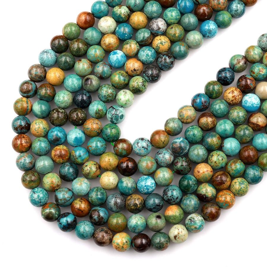Real Genuine Natural Blue Green Brown Turquoise 4mm 5mm 6mm 8mm 10mm Smooth Round Beads 15.5" Strand