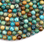 Real Genuine Natural Blue Green Brown Turquoise 4mm 5mm 6mm 8mm 10mm Smooth Round Beads 15.5" Strand
