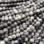 Large Hole Beads 2.5mm Drill Natural Spider Web Jasper 8mm 10mm Round Beads 8" Strand