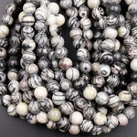 Large Hole Beads 2.5mm Drill Natural Spider Web Jasper 8mm 10mm Round Beads 8" Strand