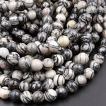 Large Hole Beads 2.5mm Drill Natural Spider Web Jasper 8mm 10mm Round Beads 8" Strand