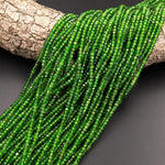 Real Genuine Natural Green Chrome Diopside Faceted 3mm Rondelle Gemstone Beads 15.5" Strand