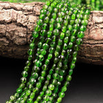 Real Genuine Natural Green Chrome Diopside Faceted 4mm Coin Gemstone Beads 15.5" Strand