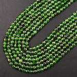 Real Genuine Natural Green Chrome Diopside Faceted 4mm Coin Gemstone Beads 15.5" Strand