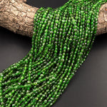 Real Genuine Natural Green Chrome Diopside Faceted 4mm Coin Gemstone Beads 15.5" Strand