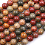 Large Hole Beads 2.5mm Drill Natural Red Creek Jasper 8mm 10mm Round Beads Multicolor Picasso Jasper 8" Strand