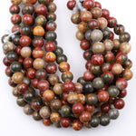Large Hole Beads 2.5mm Drill Natural Red Creek Jasper 8mm 10mm Round Beads Multicolor Picasso Jasper 8" Strand